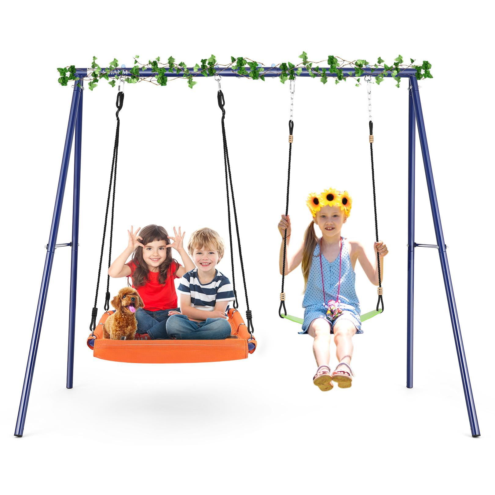 for Kids Adults Max 440Lbs Ladder Indoor Playground w/ Belt Swing Trapeze Bar 