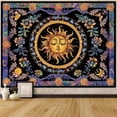 thumbnail image 1 of Tapiz de sol y luna, tapiz psicodélico con flores y plantas para dormitorio, tapiz de flores bohemio hippie estético para colgar en la pared para dormitorio y sala de estar, 1 of 6