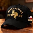 thumbnail image 2 of WKSCLPAI Republic of Texas Hat, 1836-1845 Lone Star State Printed Baseball Cap, Adjustable Black Patriotic Hat for Texans & Pride Events, 2 of 3