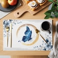 thumbnail image 2 of Butterfly Placemats Set of 8, Watercolor Blue Grey Butterfly Floral Leaf Non-Slip Place Mats Washable Table Mats for Kitchen Dining Table Decorations Indoor/Outdoor, 2 of 9