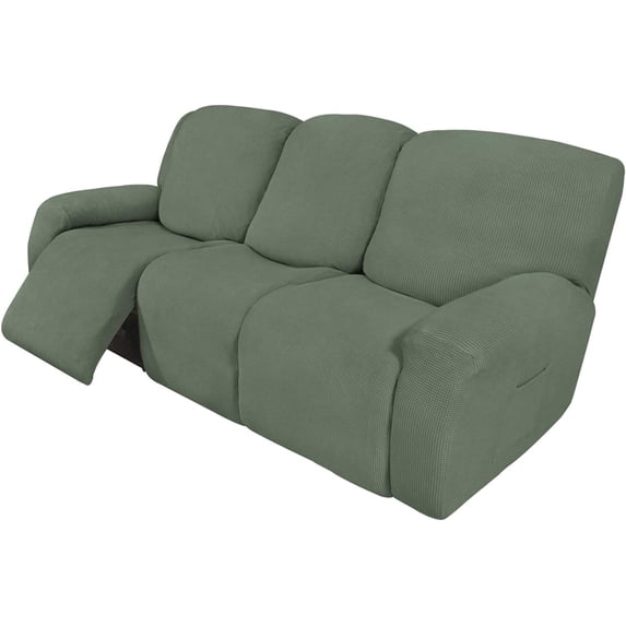 ZXNYH 8 Pieces Recliner Sofa Stretch Sofa Slipcover Sofa Cover Furniture Protector Couch Soft with Elastic Bottom Kids, Spandex Jacquard Fabric Small Checks Chocolate