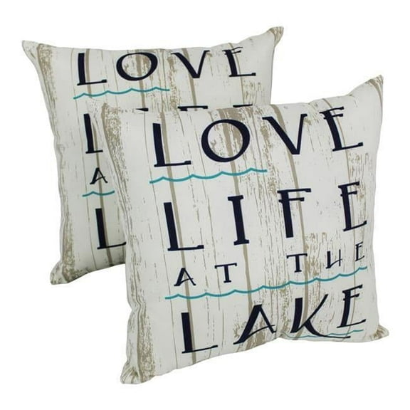Blazing Needles CO-JO15-04-S2 Spun Polyester Outdoor Throw Pillows, Lake Life - Set of 2