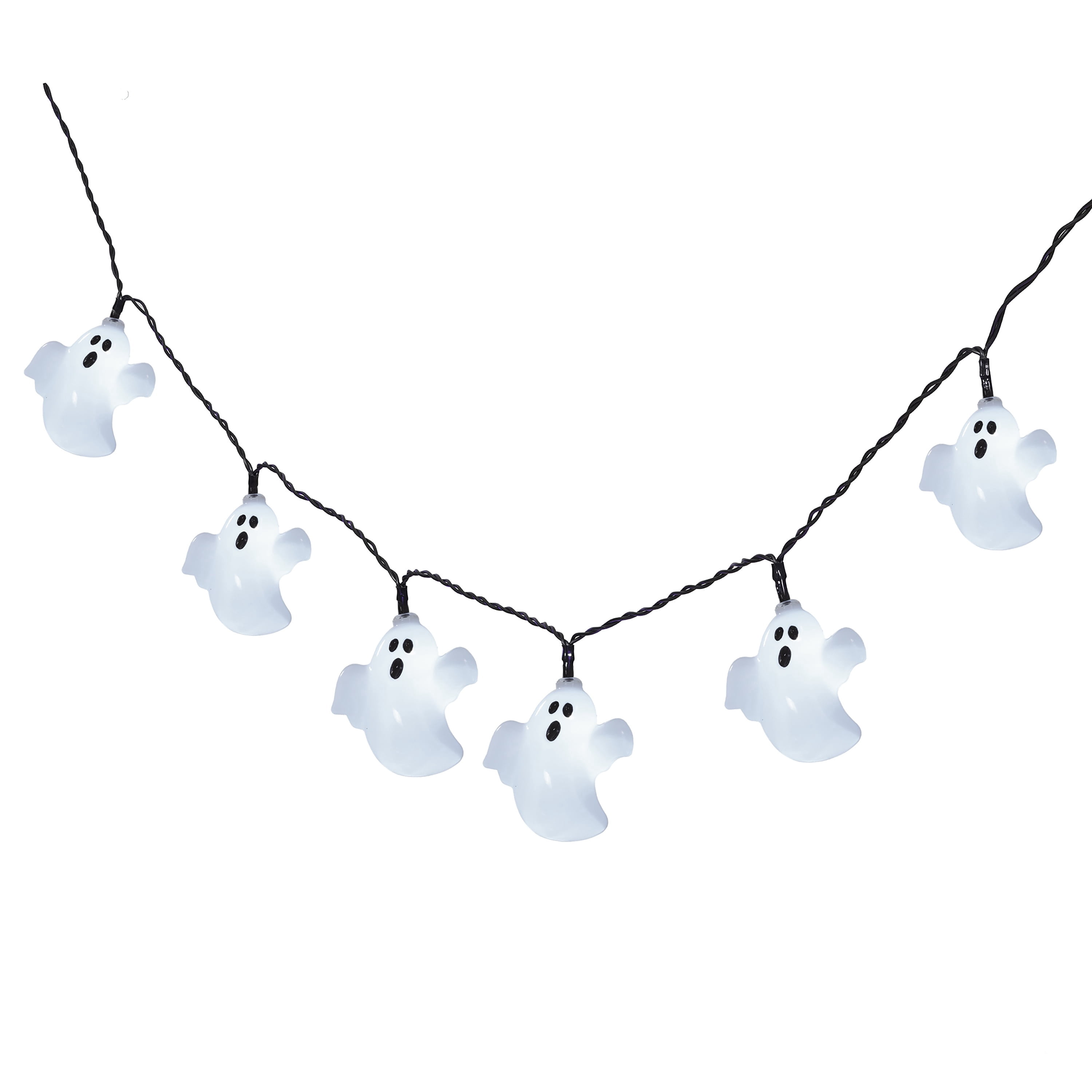 Indoor 10-Count Battery-Operated LED Ghost String Lights, Cool White, 4.5', Halloween by Way To Celebrate