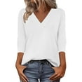 thumbnail image 2 of HLKJKLS Long Sleeve Shirts For Women Long Sleeve V Neck Casual Basic Tee Trendy Fall Loose Fit White S-3Xl, 2 of 6