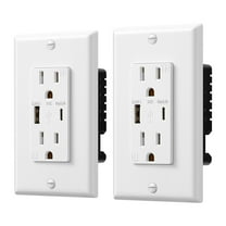 DEWENWILS 5.0A USB Wall Outlet, USB Outlet with Type C & Type A USB Ports, 15 Amp Tamper Resistant Receptacle Outlet, Wall Plate Included, ETL Listed, 2 Pack