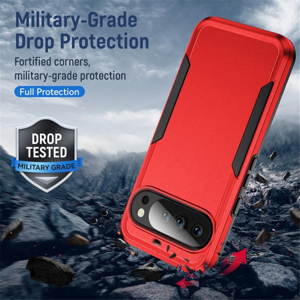 For Google Pixel 11 Pro XL Case Shockproof Rugged Full Body Protection Heavy Duty Dust/Drop Proof Cover Case​,Red&Black,For Pixel 11 Pro XL