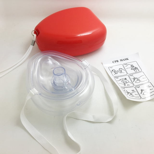 Kit combinado de máscara de RCP para adultos y bebés de primeros auxilios, rojo, kit de máscara de RCP Ambu, resucitador de bolsillo, estuche rígido