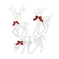 balikha 3 Pieces Lighted Christmas Outdoor Decorations Standing Elk Statue Ornaments