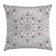 thumbnail image 1 of India Throw Pillow Cushion Cover, Vintage Abstract Flower Swirls Leaves Doily Indian Style Print, Decorative Square Accent Pillow Case, 16 X 16 Inches, Black Light Pink and Light Grey, by Ambesonne, 1 of 1
