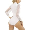 thumbnail image 5 of Buenos Ninos Womens Bodysuit Turtle Neck Polka Dot Mesh Long Sleeve Bodysuits Leisure Sexy Bodysuits, 5 of 6