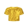 thumbnail image 2 of Haitryli Kids Short Sleeve Sequins Bolero Flower Girl Shrug Cardigan Party Dress Cape Gold 12, 2 of 5