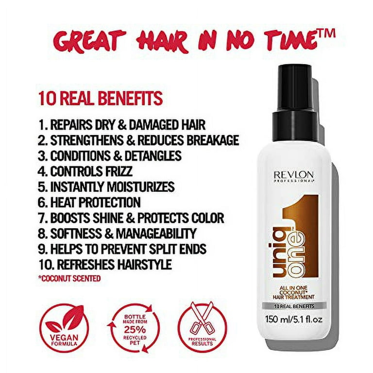 Fl 5.1 PROFESSIONAL Repair Promotes UNIQONE Oz For Leave-In 1) TREATMENT, of HAIR Hair, REVLON Coconut (Pack Fragrance, Damaged Hair, Moisturizing Healthy Product,