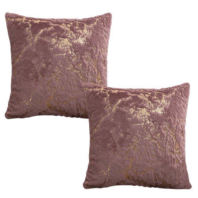 Funda de almohada de felpa para sala de estar, funda de almohada dorada de doble cara para sofá y dormitorio, 2 uds.