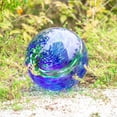 thumbnail image 3 of Outdoor Glass Gazing Ball,  Hand Painted Swirled Sphere Suit for Patio Garden Yard Lawn Gazing Ball Decoration，Blue and Green, 3 of 6