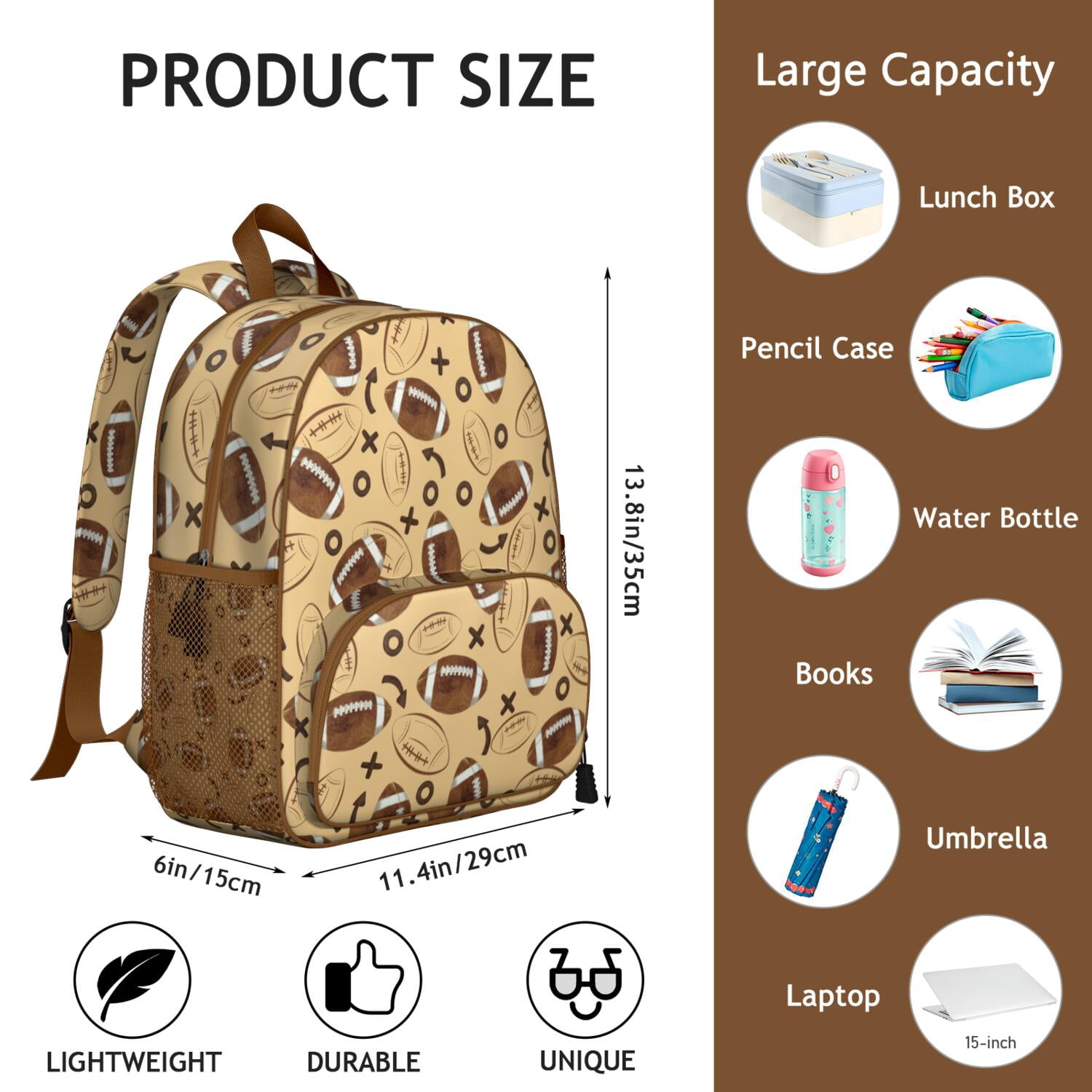 Ergonomic Backpack for Boys - Waterproof, Adjustable with Sports Design for Baseball, Soccer, and Tennis