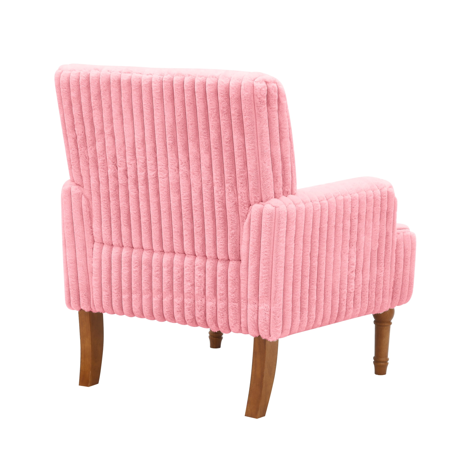 Leumius Modern Accent Chair with 9" Solid Wood Legs, Comfortable Upholstered Corduroy Armchair for Living Room Bedroom, Office Pink