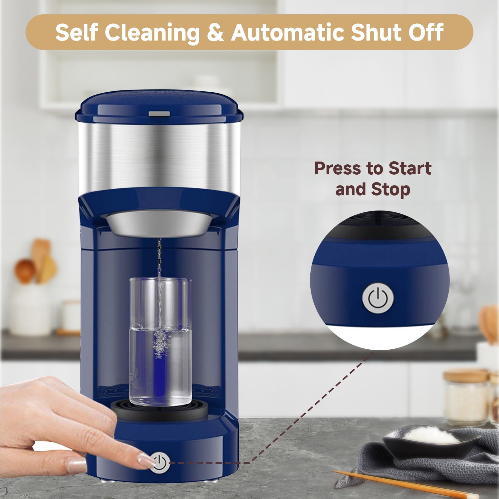 MINI Single Serve Coffee Maker,Instant Coffee Maker One Cup for K Cup & Ground Coffee,Portable Capsule Coffee Machine with 6 to 14oz Reservoir,90 Seconds Fast Brewing and One Button Operation