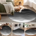 thumbnail image 5 of Black Ombre Stripes Round Area Rug 6 FT, Non Slip Bedroom Rugs, Modern Abstract Sea Waves Spray Art Washable Soft Circular Carpet Non-Shedding Floor Mat for Kitchen Dining Room Home Office Kids Room, 5 of 8