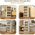 thumbnail image 2 of Stackable Plastic Storage Box with Magnetic Double Doors & Wheels - 4 Tiers, Collapsible Large Organizer for Toys, Books, Snacks, Clothes - Clear Drawers, 65x42x145.5cm - White, 4 Layers, 2 of 8