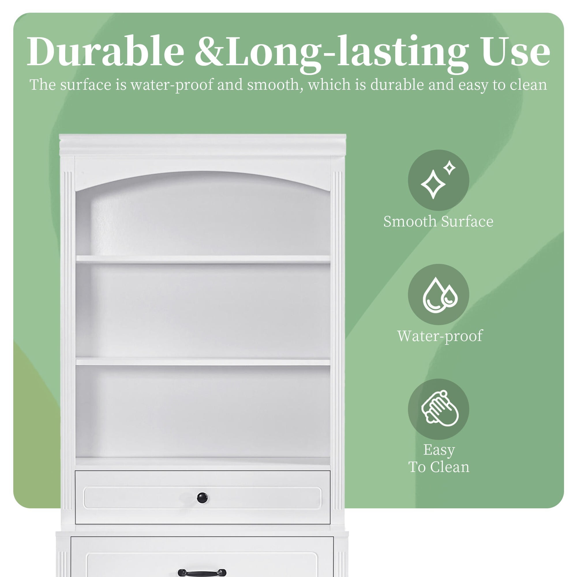 AENKYO 78.7" Tall Storage Cabinet with Drawers & Shelves, Stylish Freestanding Cabinet for Home, White