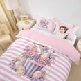 thumbnail image 2 of Erosebridal Easter Rabbit Eggs Kid Duvet Cover Set, Pink Stripes Bedding Full, 3-Piece, No Comforter, 2 of 5