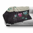 thumbnail image 3 of Cartoon Soft Flannel Fleece Throw Blanket, Family of Owls Sitting on Branches Characters Togetherness Mom Dad Children, Cozy Plush for Indoor and Outdoor Use, 50" x 70", Multicolor, by Ambesonne, 3 of 6