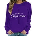 thumbnail image 5 of SYMOID Womens Purple Graphic Christmas Cross Heart Sweatshirt - 100% Polyester Loose Fit Round Neck Long Sleeve Religious Festive Casual Pullover,Size S, 5 of 5