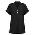 thumbnail image 3 of Vinsonshop Eyelet Tops for Women Travel Clothes Short Sleeve Shirts V Neck Solid Tshirts for Women Eyelet Tees Embroidered Tops Womens Clothing Beach Tops (S-5XL), 3 of 9