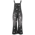 thumbnail image 6 of Ruohan Women's Floral Denim Overalls Adjustable Straps Wide Leg Fringe Hem Jumpsuit, 6 of 6
