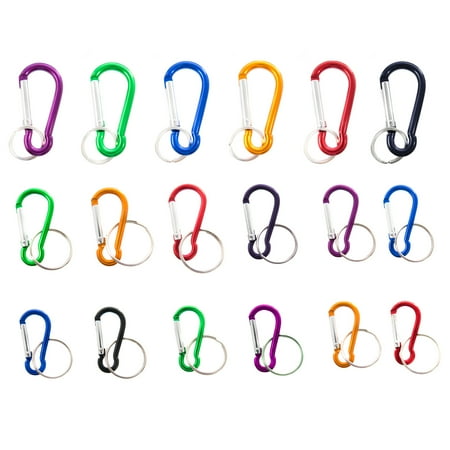- Carabiner Clip Keychain Key Ring Hooks 18 Pieces Set, Multicolored Assortment, D Shape Rings, Outdoor Camping, Fishing Hiking, Great Cub Scouts Party Favors Boys Girls