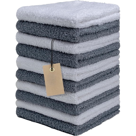 Terry Washcloths – 12x12 Inches – Pack of 10 – Multicolor – Highly Absorbent, Soft Feel and Multipurpose Cotton Wash Cloths for Everyday Use