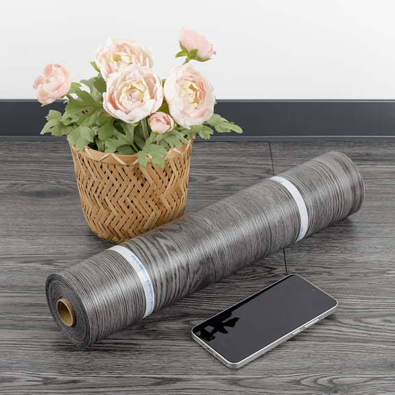 Lxcreat Vinyl Flooring Gray Peel and Stick Roll Vinyl Floor 118-in x 15.7-in Wood Plank Flooring Self Adhesive Vinyl Wood Grain Floor