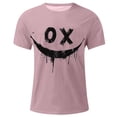 thumbnail image 4 of Dagegui Mens Crew Neck Short Sleeve Tops Smile Face Graphic T-Shirt Plus Size Casual Loose Fit Tee Trendy Streetwear Hiphop T Shirts Pink XXXXXL, 4 of 4