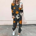 thumbnail image 2 of QATAINLAV Two Piece Sets for Women Fashion Halloween Print Tracksuit Long Sleeve Pullover Tops and Drawstring Harem Sweatpants with Pockets Plus Size Lounge Set Today Sales Black 4XL, 2 of 6