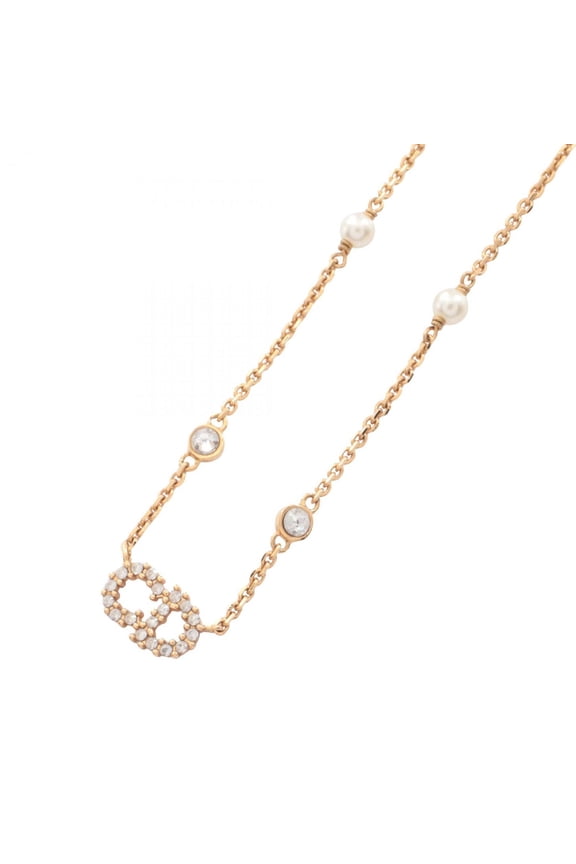 Pre-Owned Christian Dior Dior CLAIR D LUNE Necklace, Gold-Plated, with Rhinestones and Faux...