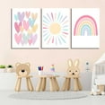 thumbnail image 6 of 3Pcs Pink Nursery Canvas Wall Art Rainbow Poster Kids Bedroom Baby Girls Toddler Pastel Wall Decor Prints Sun Boho Pink Sunshine Painting for Classroom School Nursery Decoration 12x16in, 6 of 6