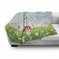 thumbnail image 3 of Circus Soft Flannel Fleece Throw Blanket, Circus Tent on Grass Field Theme with Flying Butterflies and Camomiles on Ground, Cozy Plush for Indoor and Outdoor Use, 70" x 90", Multicolor, by Ambesonne, 3 of 6