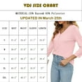 thumbnail image 3 of VDJ Women Tops Button V Neck 3/4 Sleeve T Shirts Casual Fall Tops Solid Color Basic Cute Pink Tee Clothes Size L, 3 of 8