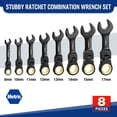 thumbnail image 4 of Juego de llaves WORKPRO Stubby Ratcheting, 8-17 mm, 72 dientes, 8 piezas, 4 of 6