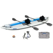Sea Eagle 465FT Fasttrack Inflatable 15'3" 1-3 Person Touring Kayak with Rigid External keel - Smoother Paddling Experience Light Weight- Pro 2 Person Package