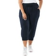 thumbnail image 3 of SHOWMALL Plus Size Capri Pants for Women Workout Relaxed Joggers Pants with Drawstring Pockets Navy Blue 5X, 3 of 5