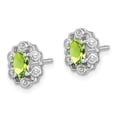 thumbnail image 2 of Auriga Fine Jewelry 925 Sterling Silver Rhodium-plated Peridot and Diamond Stud Earrings for Women, 2 of 6