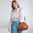 thumbnail image 2 of Stylago Purses and Handbags Women Fashion Leather Tote Shoulder Bag Top Handle Satchel Multiple Zipper Handbag for Ladies Travel Brown, 2 of 7