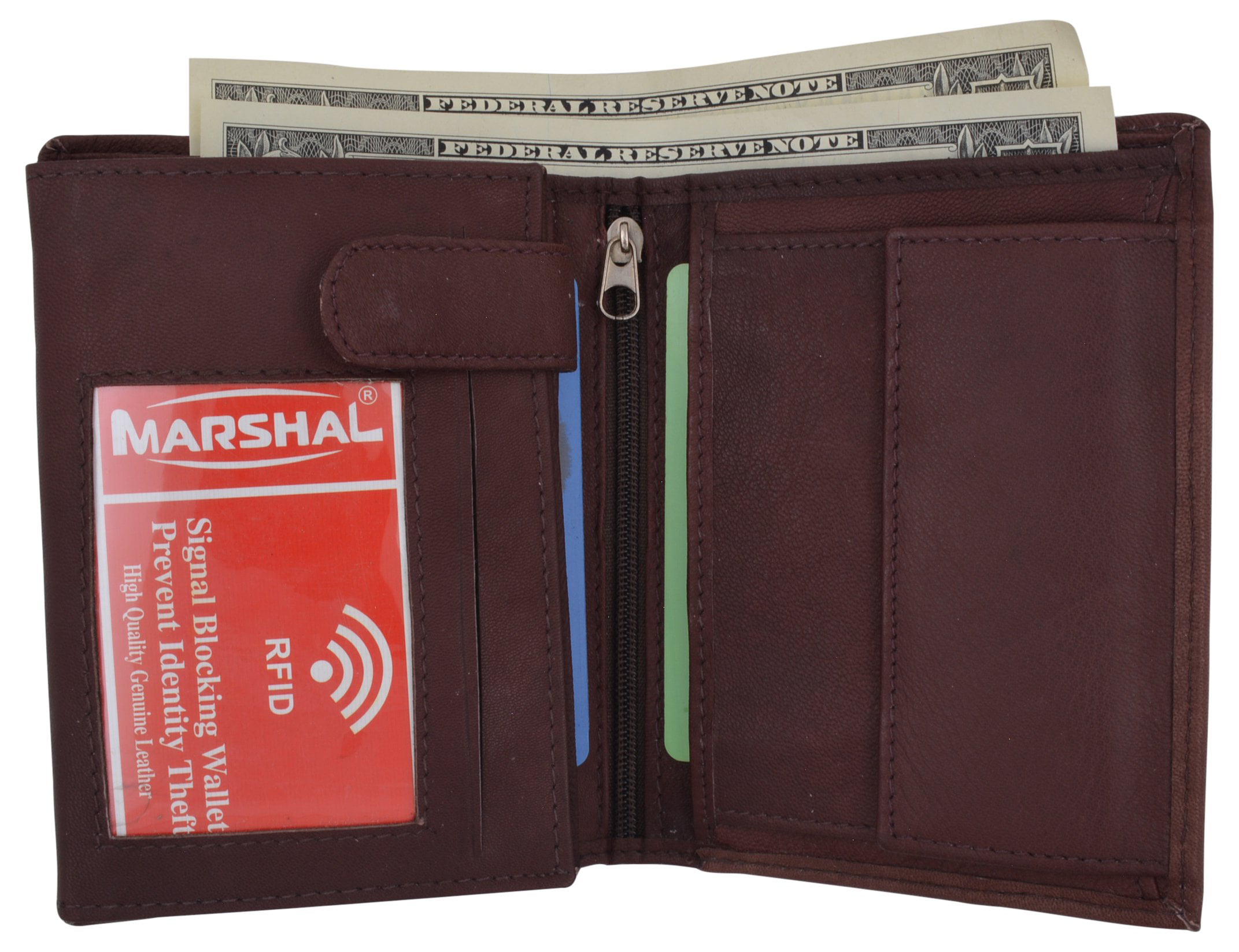 Mens Leather Flipout ID Wallet Bifold Trifold Hybrid by Marshal wallet 