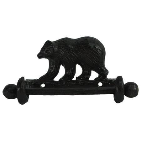 Cabin Toilet Roll Holder - Black Metal Wall Mount Bear Toilet Paper TP Roll Holder Rustic Cabin Bath Decor