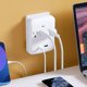 thumbnail image 5 of Enchufe de pared multiorificio con puertos de carga USB y USB-C – Enchufe de carga inalámbrico de pared para el hogar, la oficina y los viajes, 3 tomas de corriente alterna con práctico diseño Plug, 5 of 6