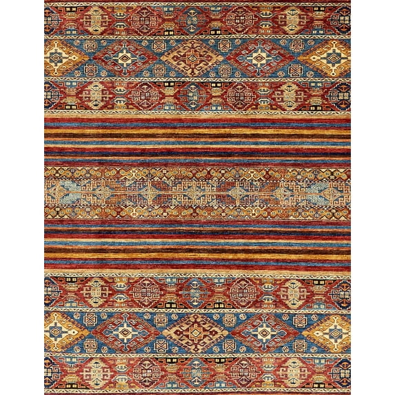 Ahgly Company Indoor Rectangle Abstract Saffron Red Abstract Area Rugs, 5' x 7'