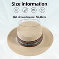 thumbnail image 2 of Sombrero de paja de 56-58cm de circunferencia para mujer, sombrero de paja de estilo retro, sombrilla de viaje para playa, sombrero protector solar, sombrero plano de ala grande, 2 of 5
