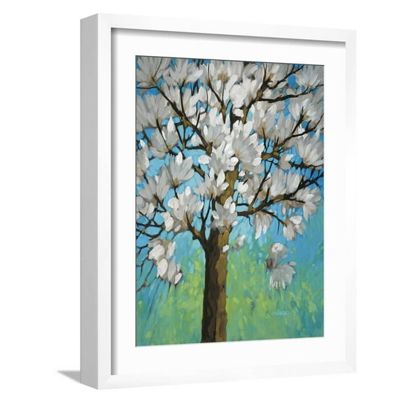 Art.com Magnolia in Bloom 1 Art Print by J Charles, White Frame Wall Art, 17" x 21"