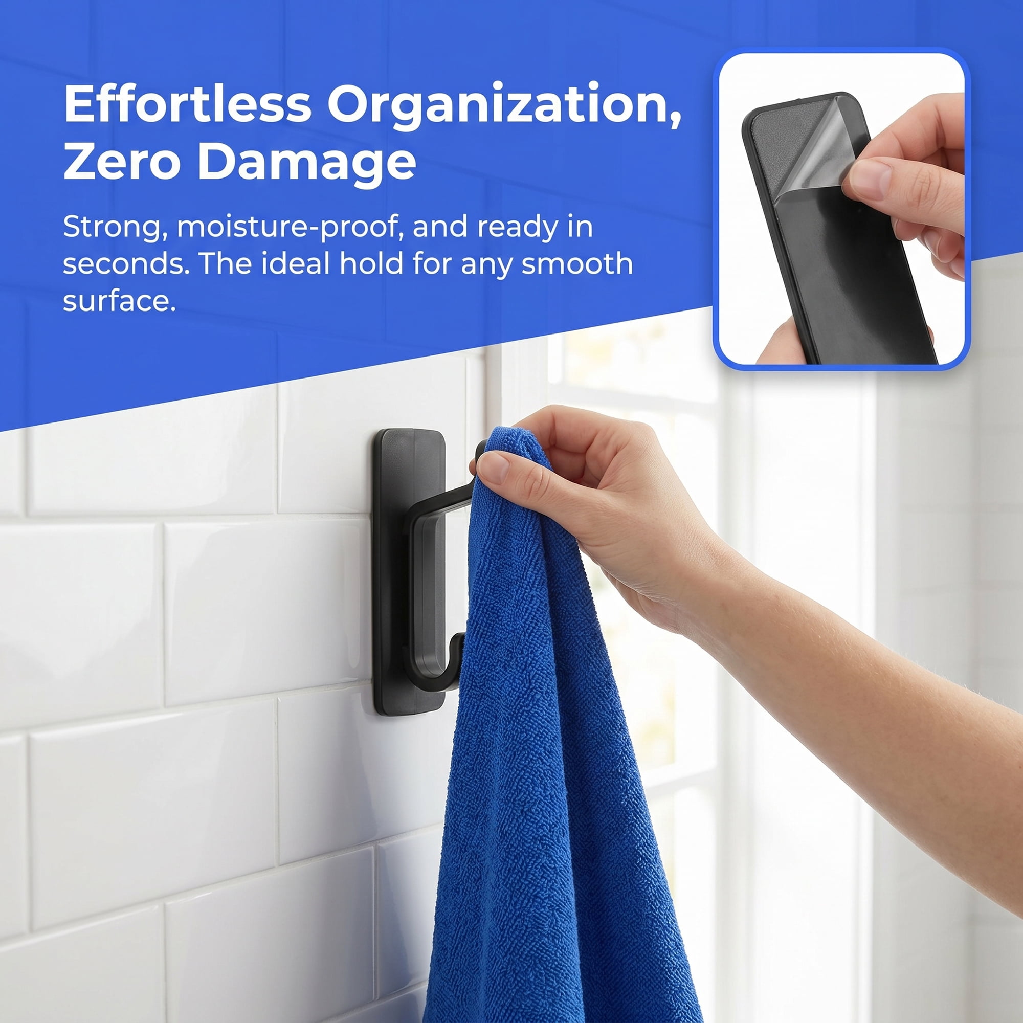 Unique Bargains 8Pcs Utility Hooks ABS Durable Wall Hooks Black